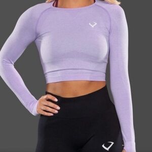 Violate The Dress Code Amore Violet Purple Long Sleeve Cropped Tee Size L